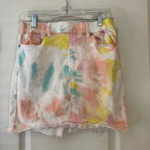 Love Fire Mini Pencil Skirt in Orange and Blue